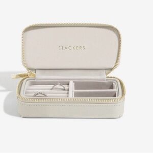 Stackers Cream Travel Jewelry Case with Zipper Closure medium size